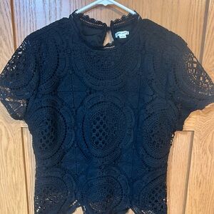 Ultra Pink Black Crochet Blouse